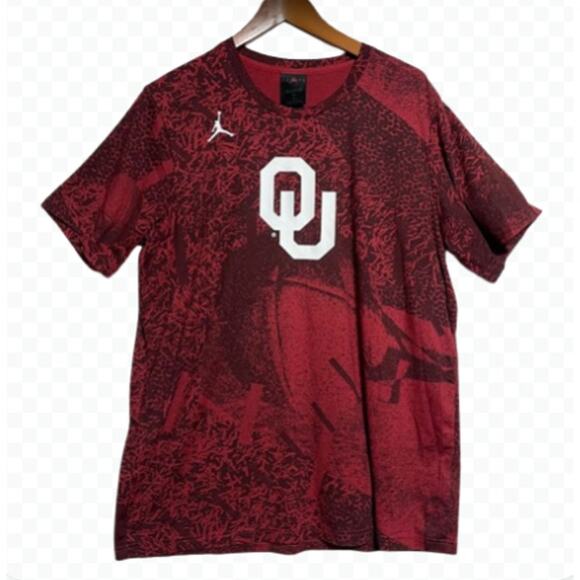 Jordan Men's Nike Dri-FIT Oklahoma Sooners Short Sleeve Red Tee - Size L - Picture 1 of 7